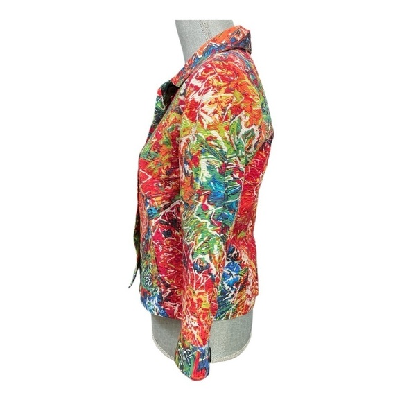 Chico's Beautiful Silk Blend Bright Floral Jacket size 0 - Picture 4 of 9